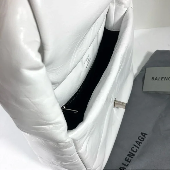 Balenciaga Small Monaco Leather Shoulder Bag Optic White NEW 7878962AA3Z - Picture 10 of 17